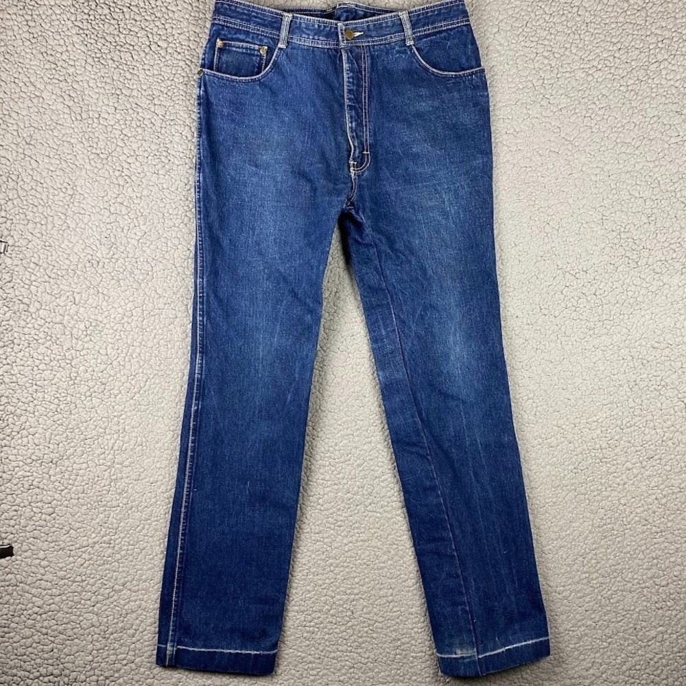 VTG JORDACHE Jeans Sz 38 34X32 High Rise‎ Blue Horse Head Hong Kong ALTERED REA